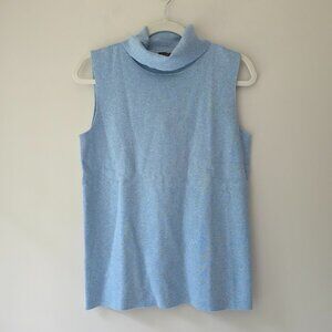TALBOTS Sleeveless Turtleneck Sweater | Light Blue | Size Large Petite Soft